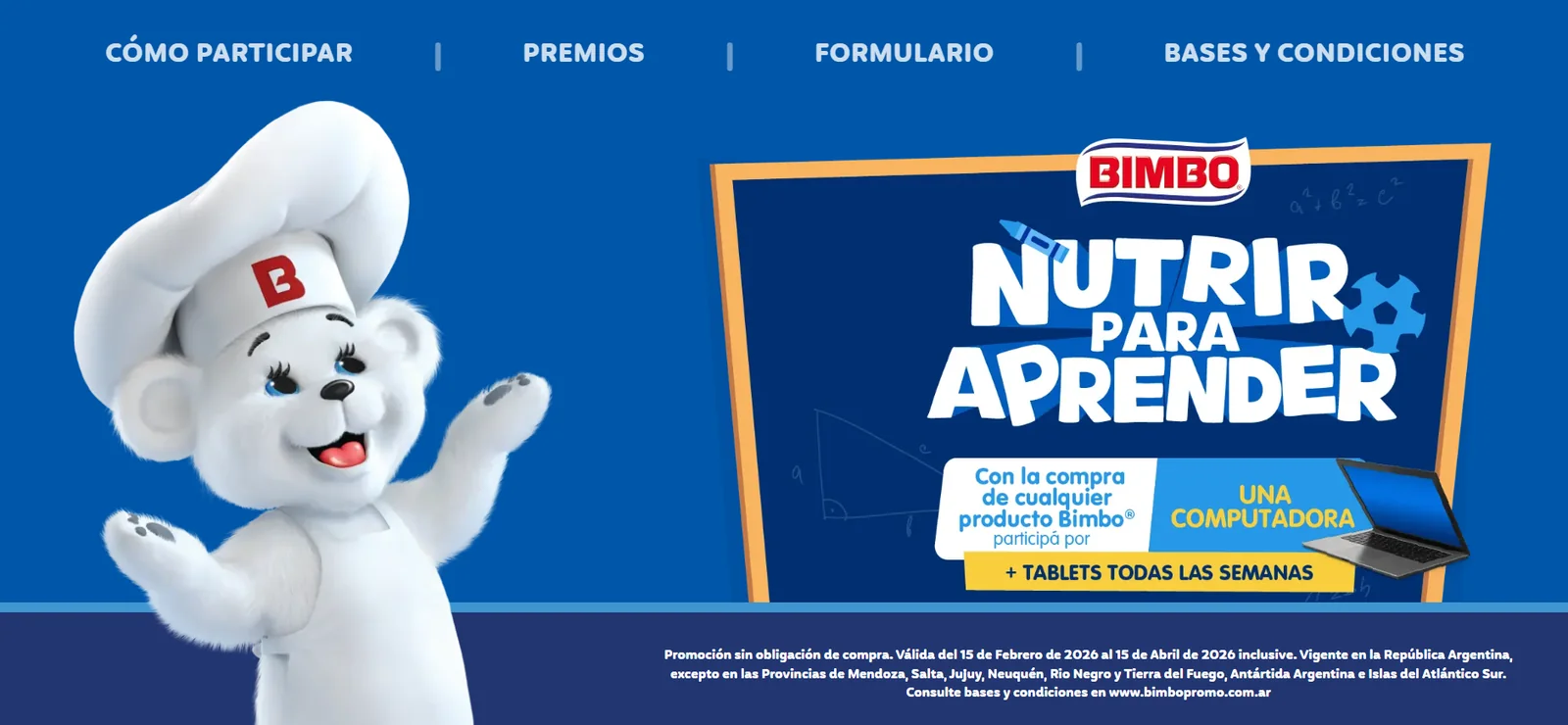 Bimbo Nutrir para Aprender Promoción Bimbo Nutrir para Aprender con premios de una computadora y tablets todas las semanas