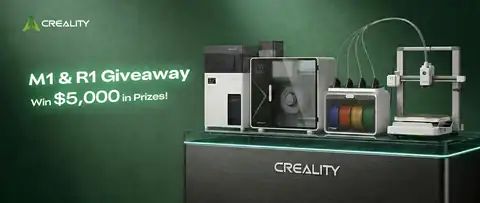 Banner del sorteo Creality M1 & R1 con premios SpacePi X4L y filamento