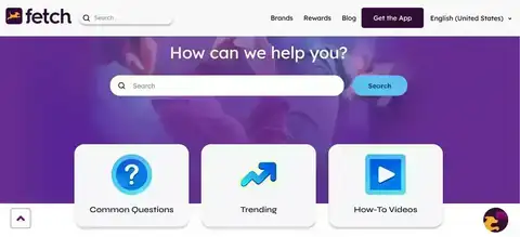 Fetch Crumbl Sweepstakes Fetch Help Center page header with search bar for the Fetch Crumbl Sweepstakes official rules