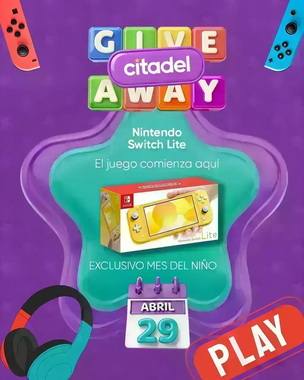 Arte promocional del giveaway de Citadel para ganar una Nintendo Switch Lite