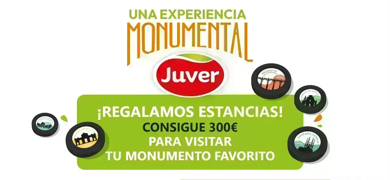Captura de la promoción de Juver “Una experiencia monumental” con premio de 300 euros
