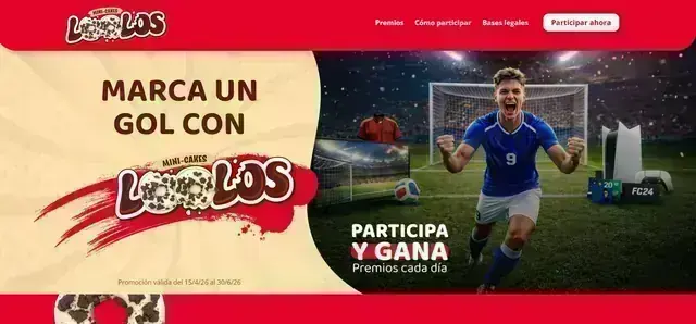 Promoción LOOLOS “Marca un gol” con premios diarios y temática de fútbol