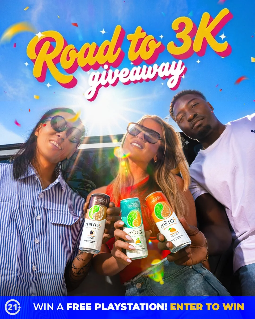 Mitra9 PS5 Giveaway promotional image featuring a PlayStation 5 prize