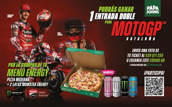 Promoción Monster en Papa John’s para ganar entradas del GP de Cataluña