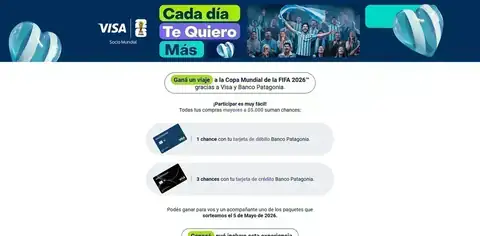 Banner de la promo Banco Patagonia y Visa para ganar un viaje a la Copa Mundial de la FIFA 2026