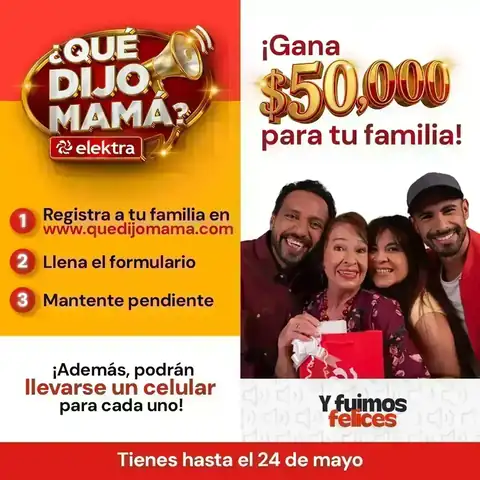 Promoción del reality “¿Qué dijo Mamá?” de Elektra con registro en el sitio oficial
