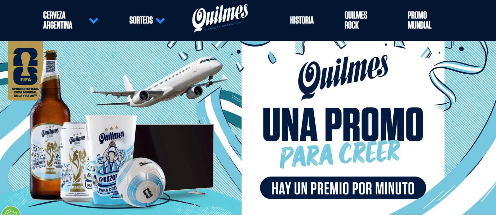 Promo Quilmes Mundial 2026 Captura promocional de Quilmes por la promo del Mundial 2026 “Una Promo para creer”
