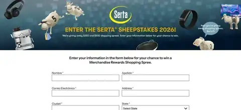 Serta Sheepstakes 2026 Serta Sheepstakes 2026 giveaway banner promoting $250 and $500 shopping sprees