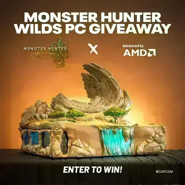 Monster Hunter Wilds PC Giveaway Monster Hunter Wilds PC giveaway banner by Skytech Gaming and AMD