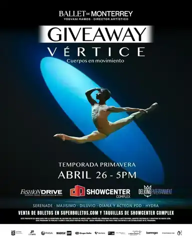 Publicación de giveaway de Fashion Drive para ganar boletos del Ballet de Monterrey en SHOWCENTERCOMPLEX