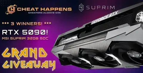 Banner del giveaway de Cheat Happens con la MSI SUPRIM RTX 5090