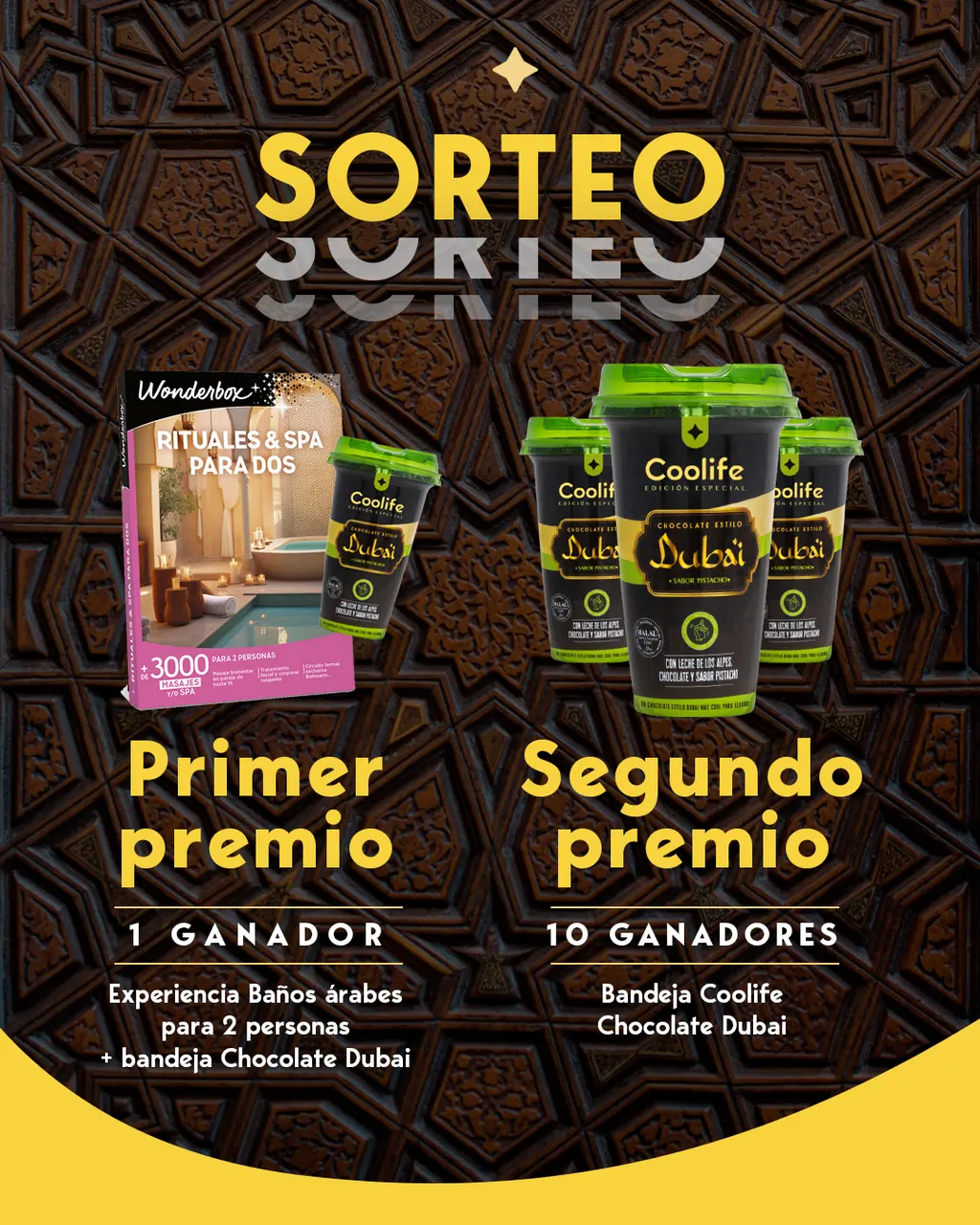 Sorteo de Coolife Chocolate estilo Dubái sabor pistacho en Instagram