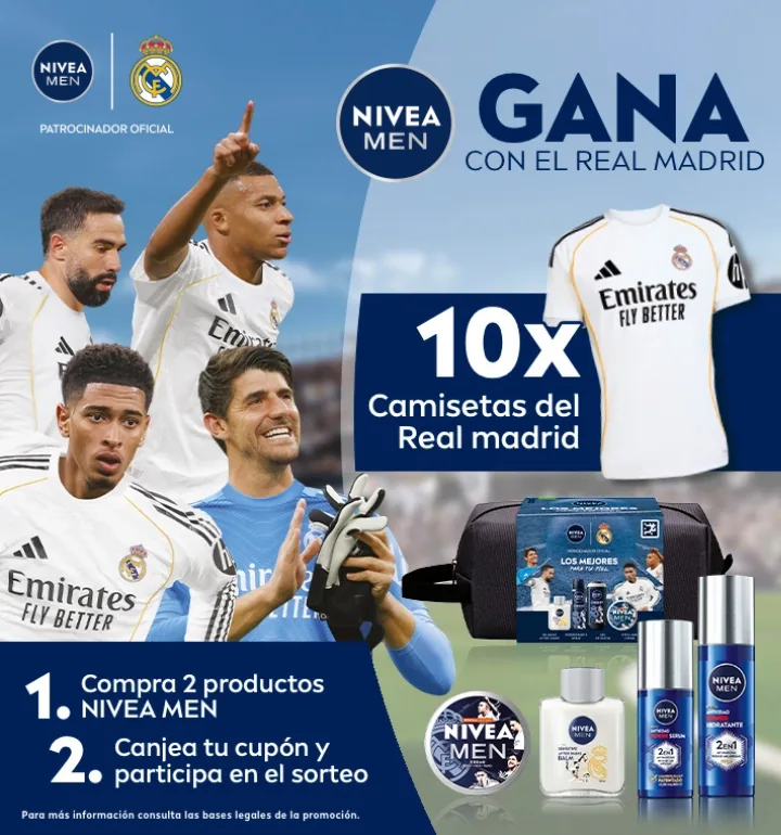 Promoción Nivea Men con el Real Madrid para ganar camisetas oficiales en El Corte Inglés
