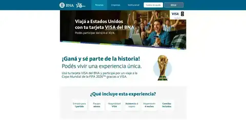 Promoción de Banco Nación y Visa con sorteo de viajes a la Copa Mundial de la FIFA 2026