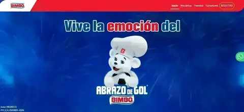 Banner de la promoción Vive la emoción del Abrazo de Gol Bimbo